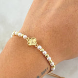 Pulsera Café Herraje Trebol 1.9gr / Nac.Esp. Oro 18K