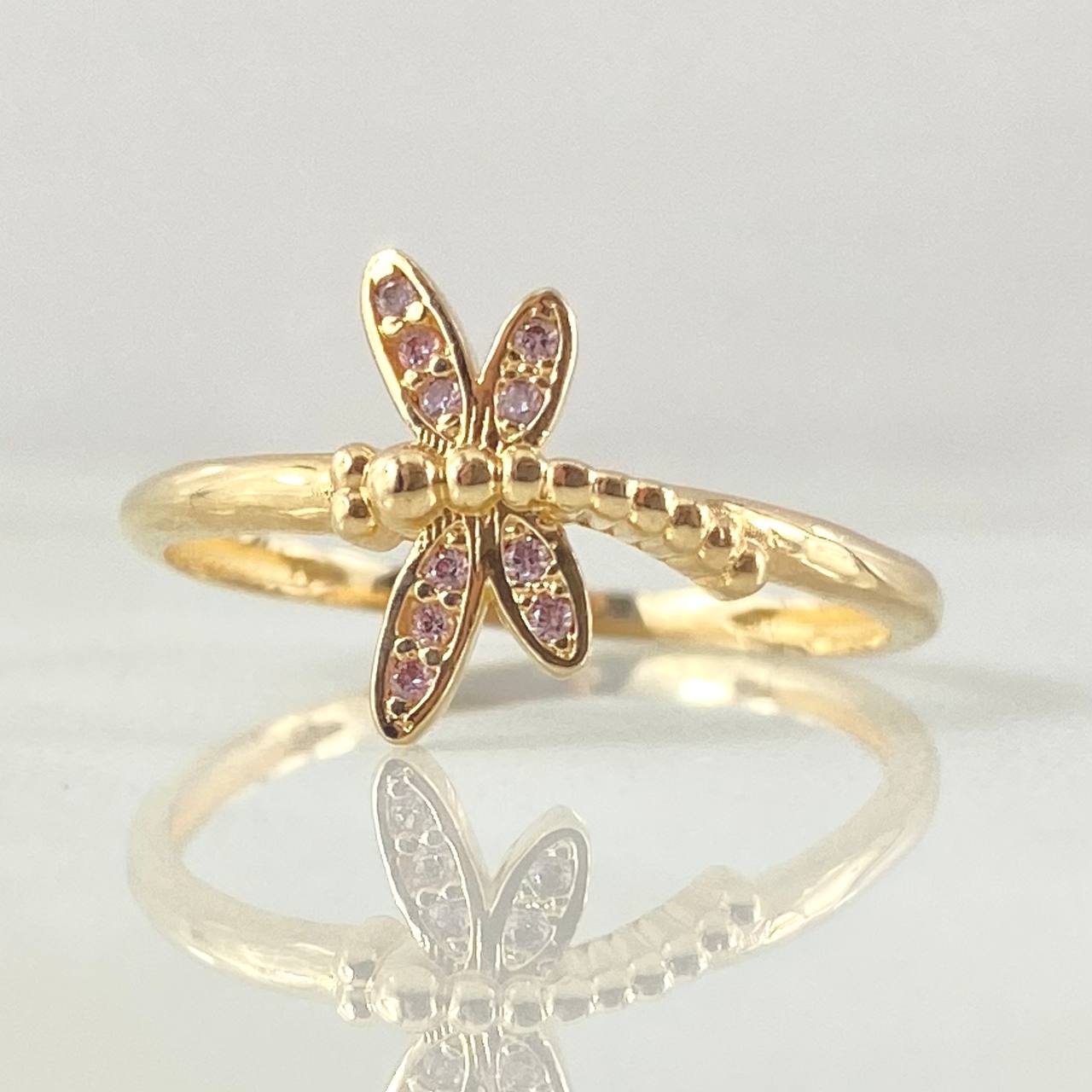 Anillo Libelula 1.8gr / T7 1/2 / Oro 18K -