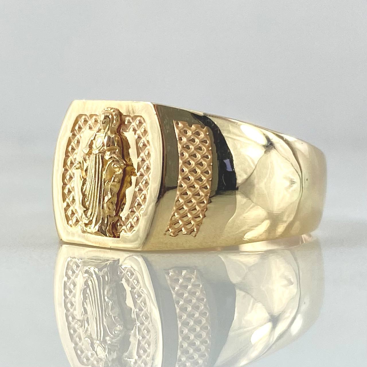 Anillo Sello Virgen Milagrosa 3.45gr / T7 1/4 / Oro 18K *