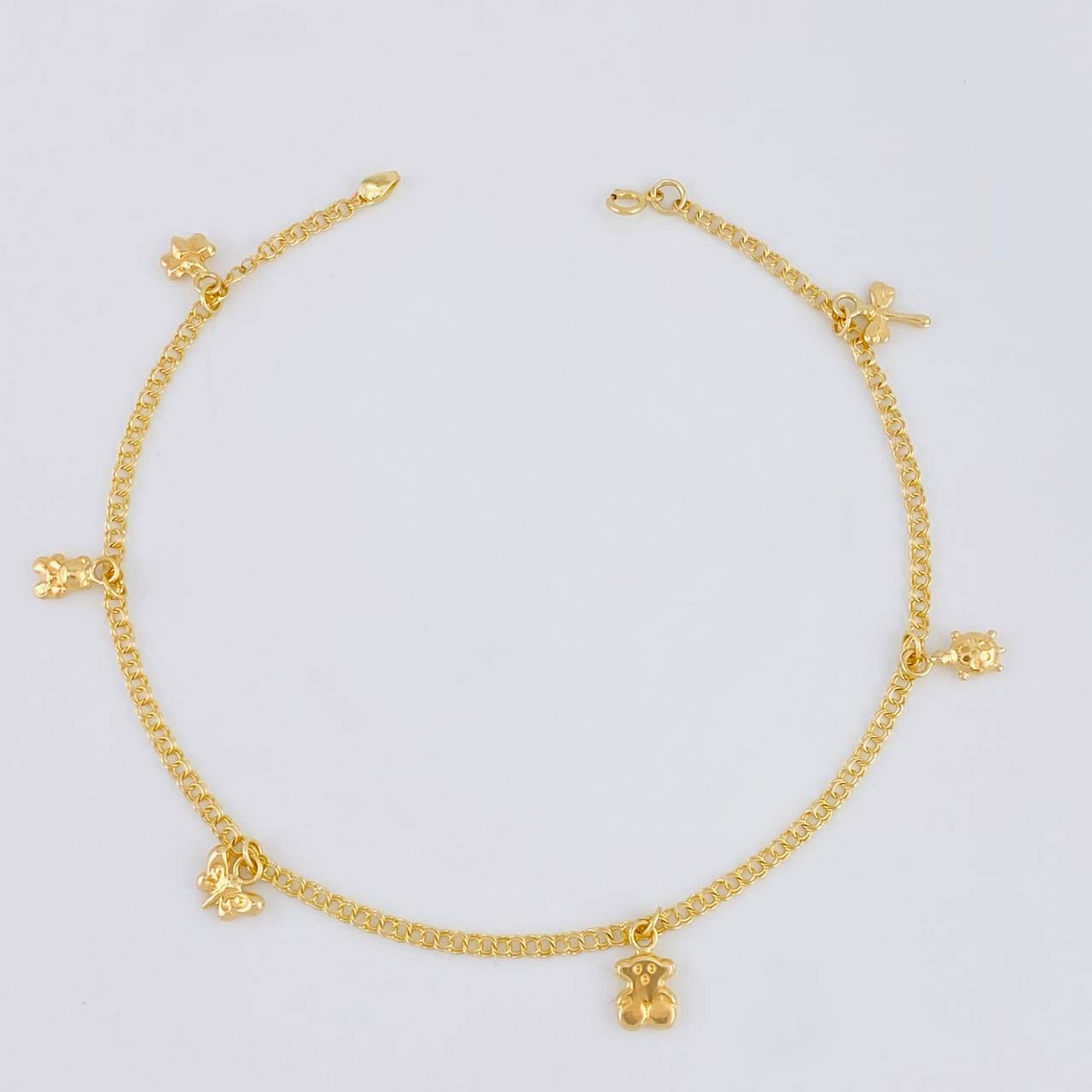Tobillera Roll On Dijes 3.55 g / 24.5 cm / 2.3 mm Oro Amarillo 18K