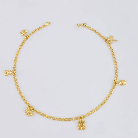 Tobillera Roll On Dijes 3.55 g / 24.5 cm / 2.3 mm Oro Amarillo 18K