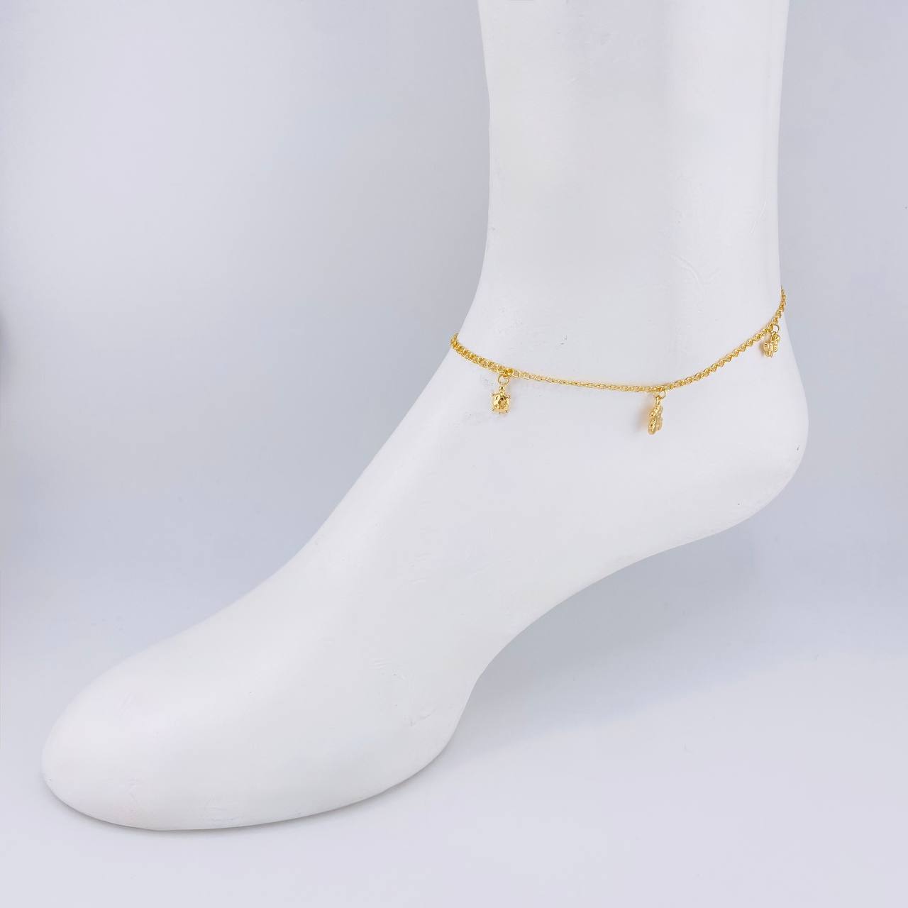 Tobillera Roll On Dijes 3.55 g / 24.5 cm / 2.3 mm Oro Amarillo 18K