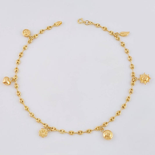 Tobillera Gc Dijes 4.35 g / 25.6 cm / 3.2 mm Oro Amarillo 18K