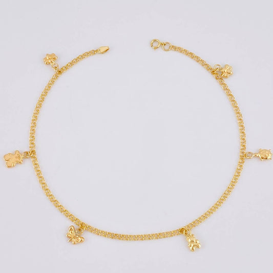 Tobillera Roll On Dijes 3.6 g / 25 cm / 2.3 mm Oro Amarillo 18K