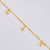 Tobillera Roll On Dijes 3.75 g / 24.8 cm / 2.3 mm Oro Amarillo 18K