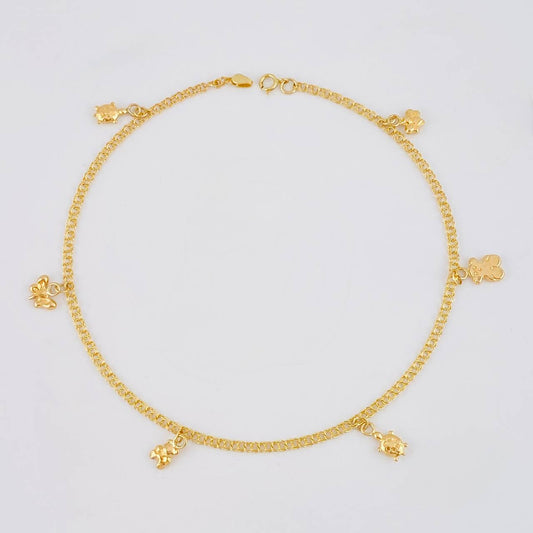 Tobillera Roll On Dijes 3.65 g / 26.5 cm / 2.3 mm Oro Amarillo 18K