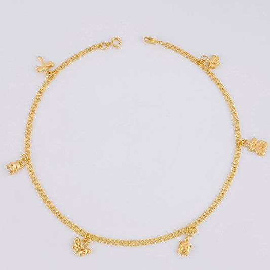 Tobillera Roll On Dijes 3.6 g / 25.6 cm / 2.3 mm Oro Amarillo 18K