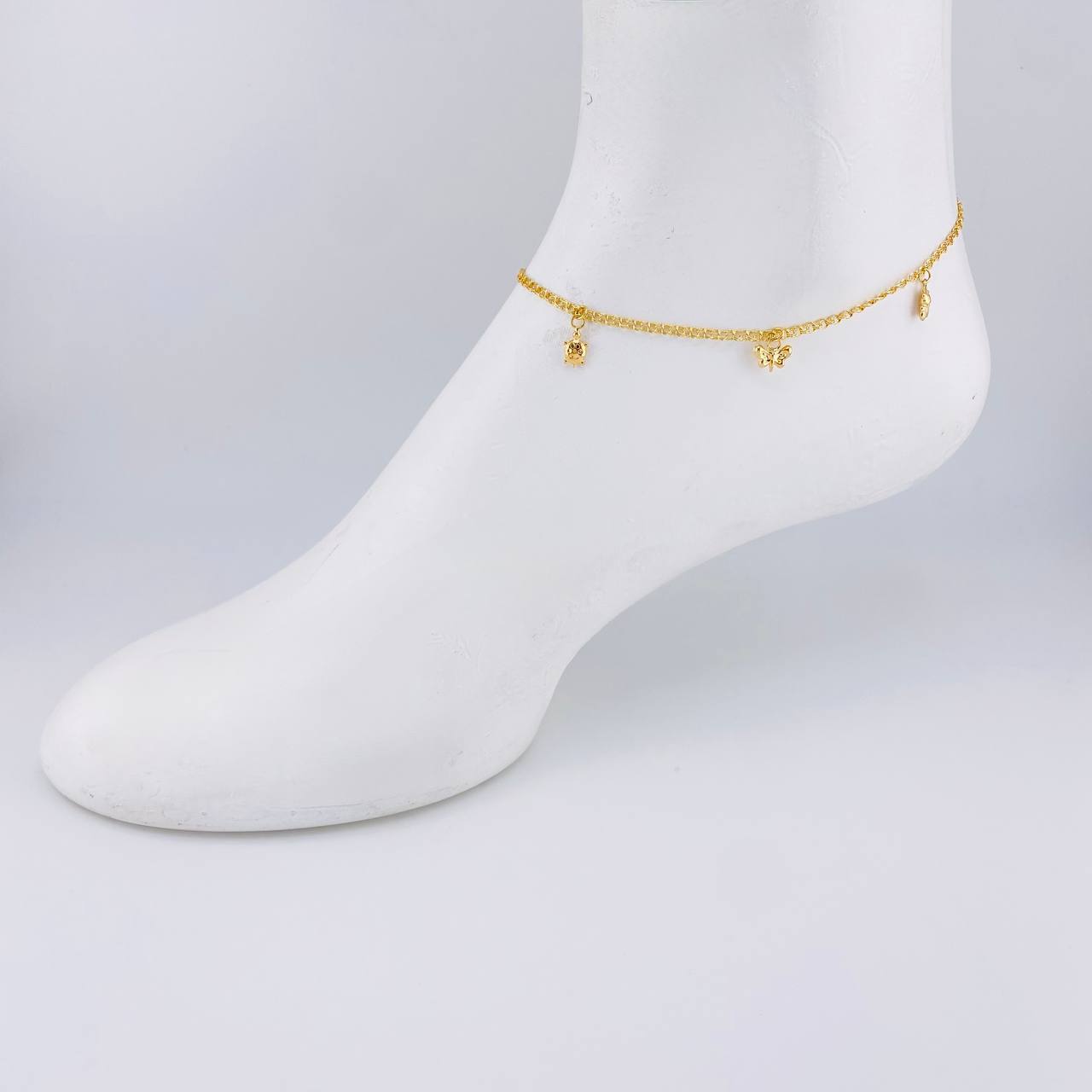 Tobillera Roll On Dijes 3.6 g / 25.6 cm / 2.3 mm Oro Amarillo 18K