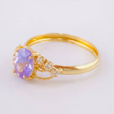 Anillo Solitario Lila Real 1.8 g / T8 1/2 Oro Amarillo 18K