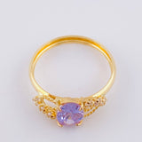 Anillo Solitario Lila Real 1.8 g / T8 1/2 Oro Amarillo 18K