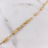 Cadena Barril Trebol 9.35gr / 55cm / 3.2mm Electroestatico Verde Diamantado Oro Amarillo 18K $
