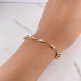 Pulso Barril Trebol 3.7gr / 19cm / 3.3mm Electroestatico Negro Diamantado Oro Amarillo 18K $