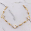 Pulso Barril Trebol 4gr / 19cm / 3.3mm Electroestatico Blanco Diamantado Oro Amarillo 18K $
