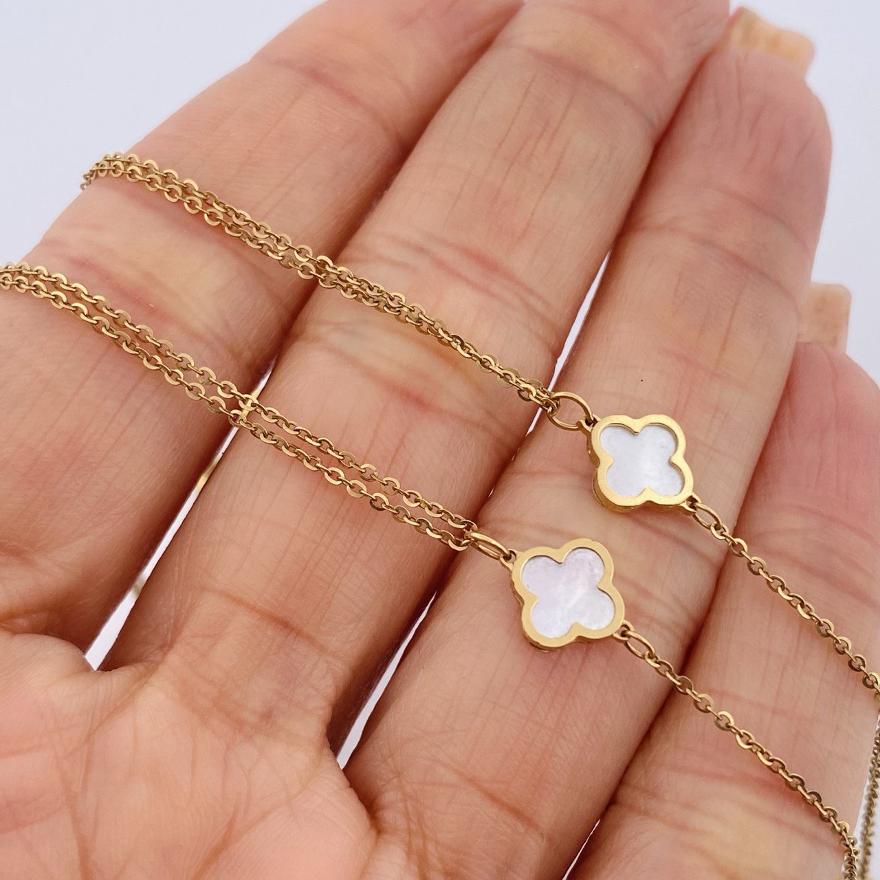 Cadena Trebol Aro Seguido 4.25gr / 41cm-44cm / Oro Amarillo +4 18K &