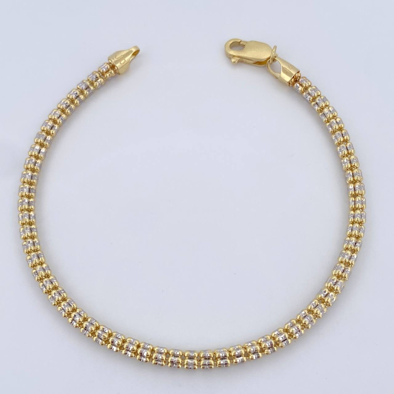 Pulso Ice 6.7gr / 19.2cm / Dos Oros Amarillo Blanco +4 14K Italy &