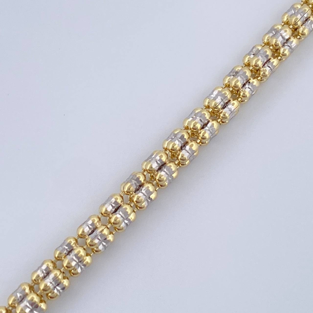 Pulso Ice 6.7gr / 19.2cm / Dos Oros Amarillo Blanco +4 14K Italy &