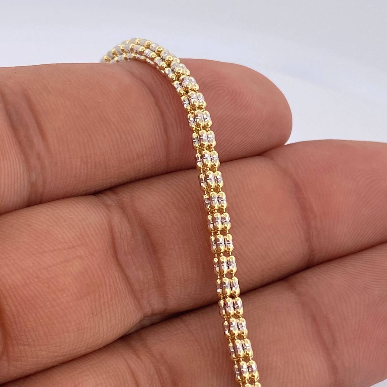 Pulso Ice 6.7gr / 19.2cm / Dos Oros Amarillo Blanco +4 14K Italy &