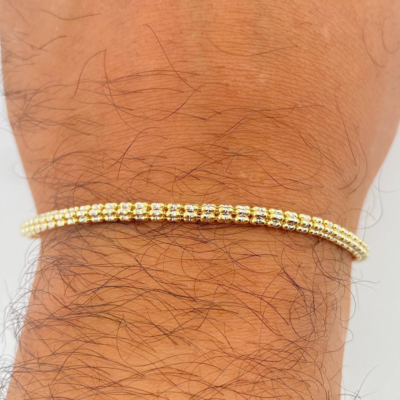 Pulso Ice 6.7gr / 19.2cm / Dos Oros Amarillo Blanco +4 14K Italy &