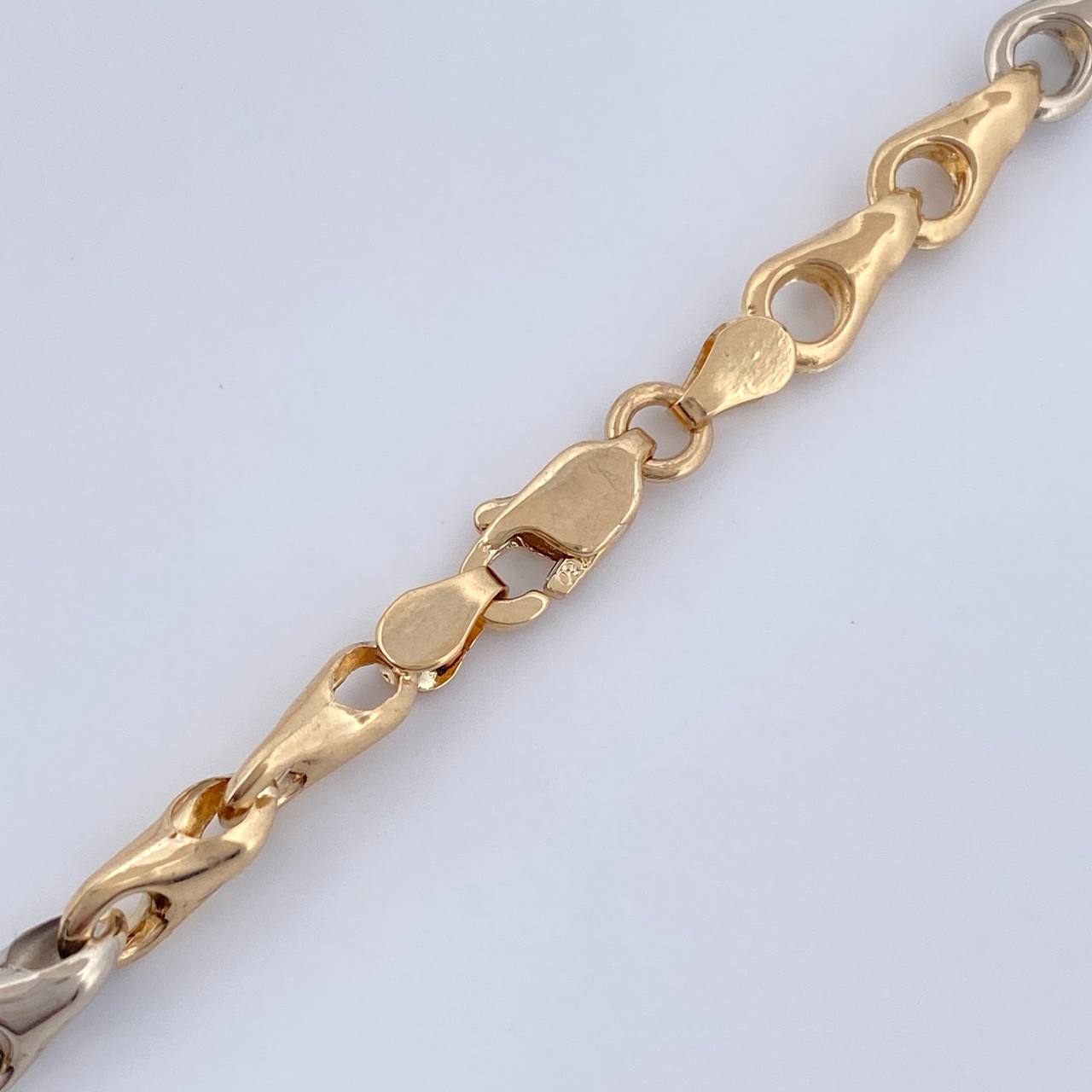 Cadena Rustica Espiga 10.4gr / 48.5cm / Dos Oros Amarillo Blanco 18K $