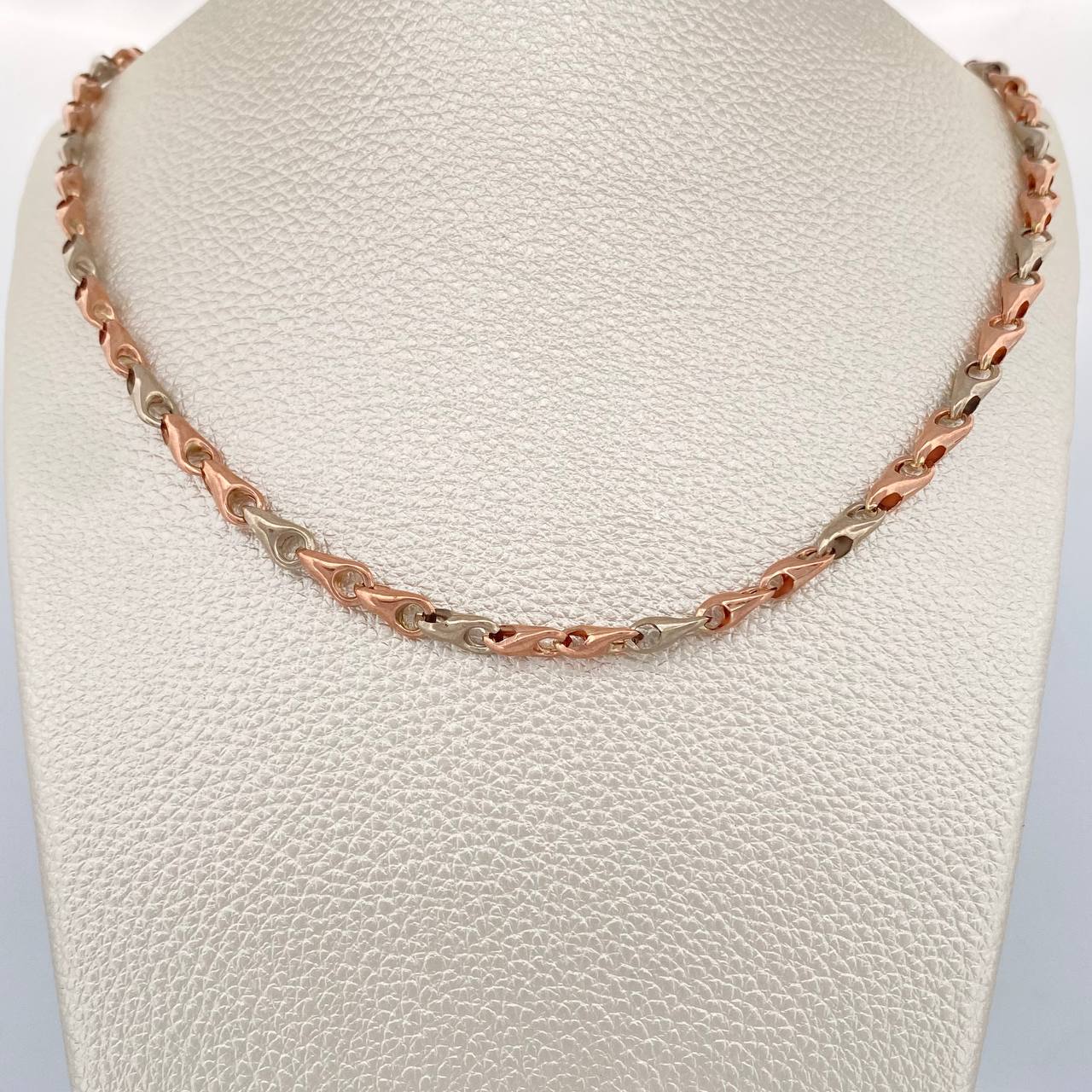 Cadena Rustica Espiga 9.95gr / 48cm / Dos Oros Blanco Rosa 18K $