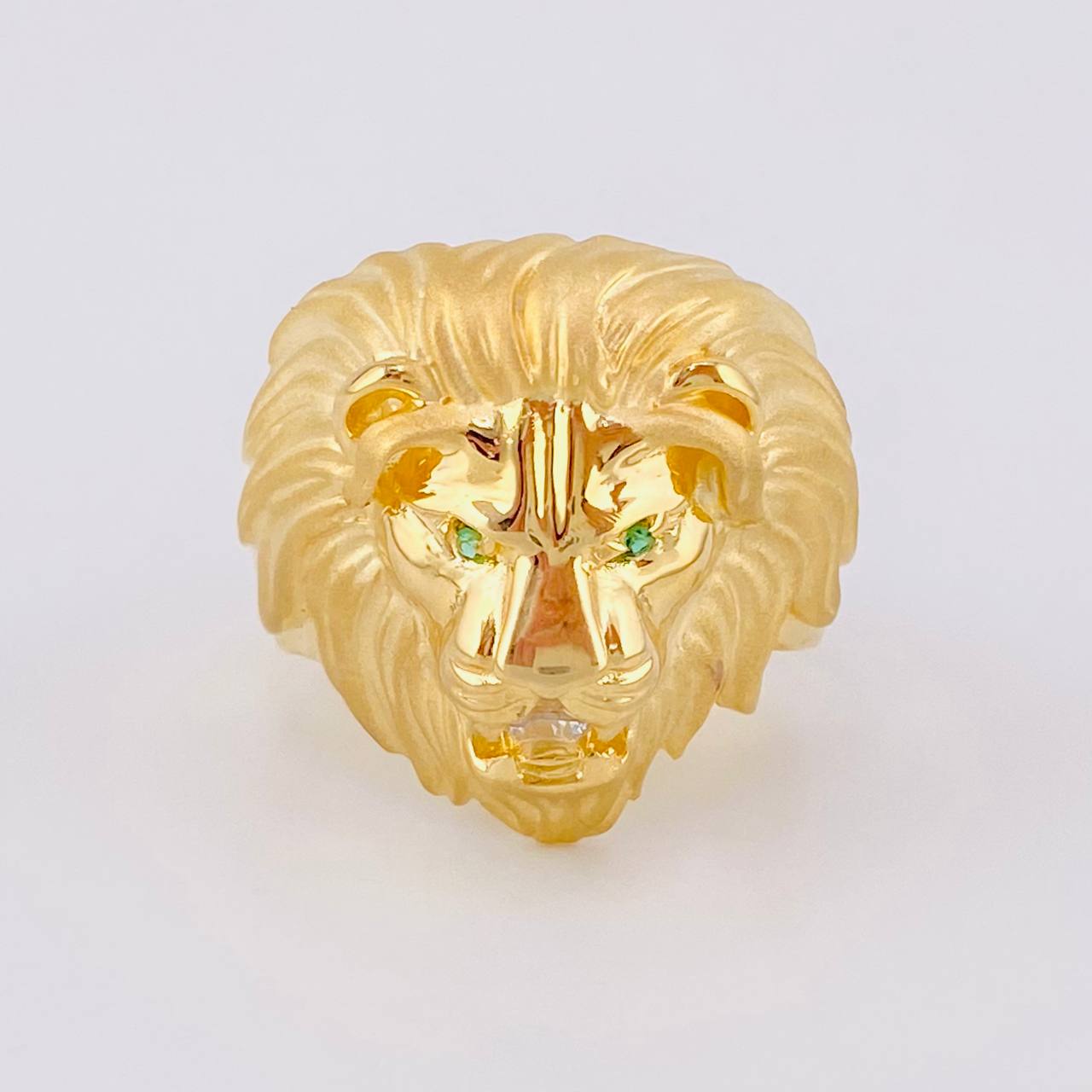 Anillo Rostro León 7.2g / T11 1/4 Dos Oros Amarillo Blanco 18K