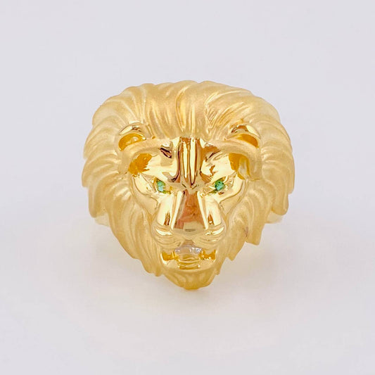 Anillo Rostro León 7.2g / T11 1/4 Dos Oros Amarillo Blanco 18K