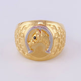 Anillo Herradura Caballo 7.95g / T11 1/4 Dos Oros Amarillo Blanco 18K