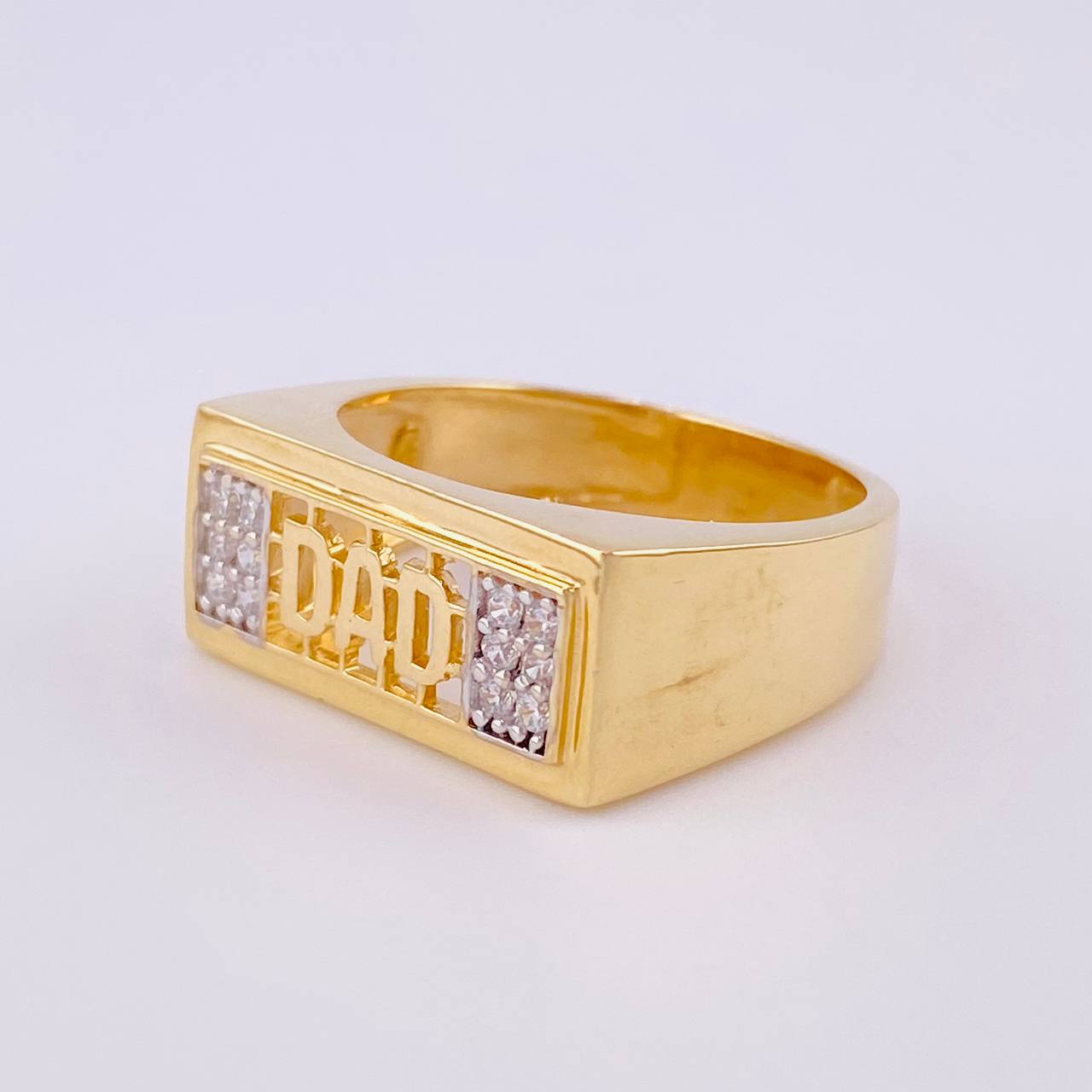 Anillo Dad 9.25g / T10 1/2 Dos Oros Amarillo Blanco 18K