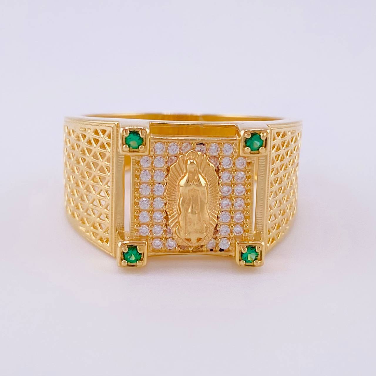 Anillo Virgen de Guadalupe Enmallada 6.25g / T9 1/2 Oro Amarillo 18K
