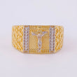 Anillo Cristo Enmallado 8.8g / T8 3/4 Dos Oros Amarillo Blanco 18K