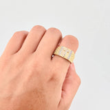Anillo Cristo Enmallado 8.8g / T8 3/4 Dos Oros Amarillo Blanco 18K