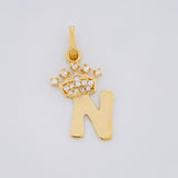 Dije Letra N Corona 1.1g / 2.2cm Oro Amarillo 18K