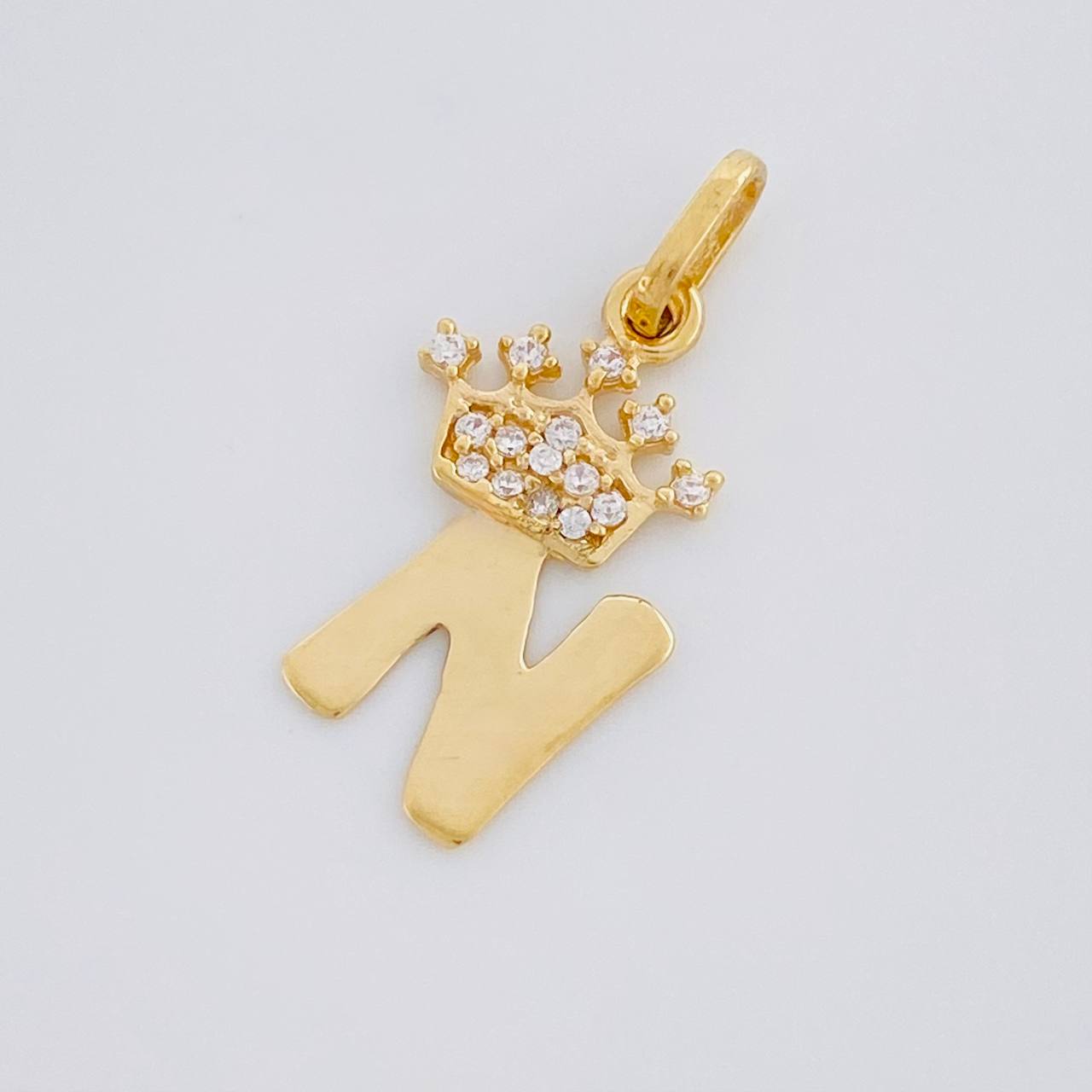 Dije Letra N Corona 1.1g / 2.2cm Oro Amarillo 18K