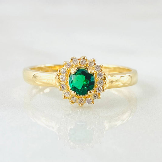 Anillo Solitario Halo 2.5gr / T7 / Oro Amarillo 18K ©
