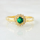 Anillo Solitario Halo 2.5gr / T7 / Oro Amarillo 18K ©