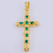 Dije Cruz Tronco Puntas Planas Esmeralda 1,8 Qts 3.05 g / 4.3 cm Oro Amarillo 18K