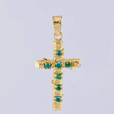 Dije Cruz Tronco Puntas Planas Esmeraldas  1,8 Qts 2.8 g / 4.4 cm Oro Amarillo 18K