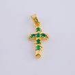Dije Cruz Tronco Puntas Planas Esmeraldas 6Pts 0.95 g / 2.2 cm Oro Amarillo 18K
