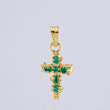 Dije Cruz Tronco Puntas Planas Esmeralda 6Pts 1.05 g / 2.2 cm Oro Amarillo 18K