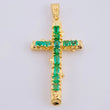 Dije Cruz Tronco Puntas Planas Esmeraldas 2 Qts 3.35 g / 4 cm Oro Amarillo 18K