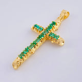 Dije Cruz Tronco Puntas Planas Esmeraldas 3,9 Qts 5.65 g / 5.3 cm Oro Amarillo 18K