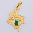 Dije Mapa De Colombia Esmeralda 1,1 Qts 4.65 g / 5.1 cm Oro Amarillo 18K