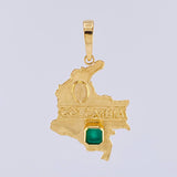 Dije Mapa De Colombia Esmeralda 1,1 Qts 4.65 g / 5.1 cm Oro Amarillo 18K