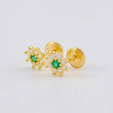 Topos Flor Estrellada 0.85 g / 6 mm Oro Amarillo 18K