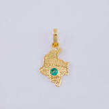 Dije Mapa De Colombia Esmeralda 8Pts 0.4 g / 1.8 cm Oro Amarillo 18K