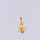 Dije Mapa De Colombia Esmeralda 8Pts 0.4 g / 1.8 cm Oro Amarillo 18K