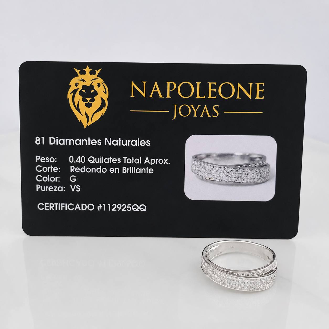 Anillo Cruzado Diamantes 40 Pts 4.2 g / T6 3/4 Oro Blanco 18K