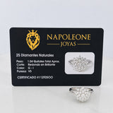 Anillo Flor Diamantes 1.04 Qts 5 g / T6 3/4 Oro Blanco 18K