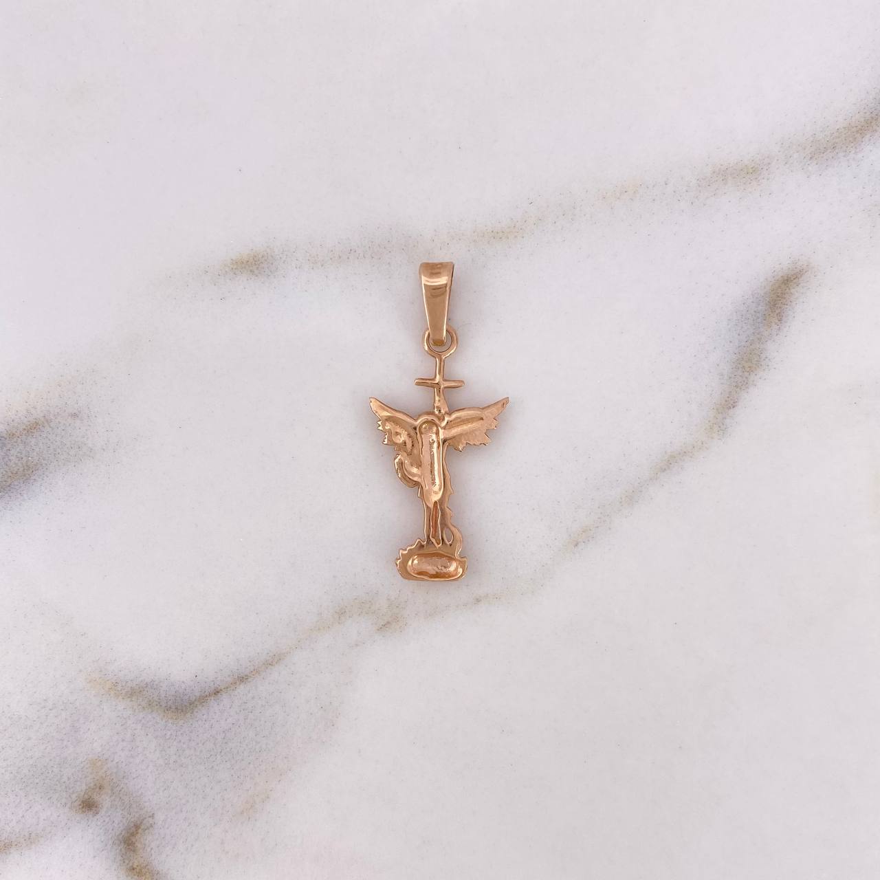 Dije San Miguel Arcangel 1.2gr / 2.8cm / Oro Rosa 18K #