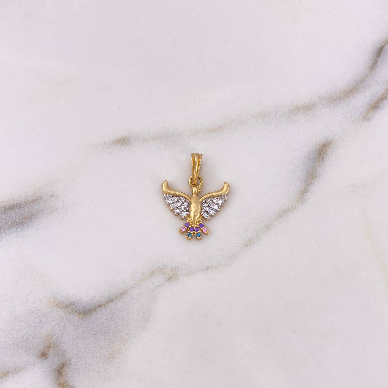 Dije Colibri 1.75gr / 2cm / Circones Blancos-Lilas-Azules Dos Oros Amarillo Blanco 18K $